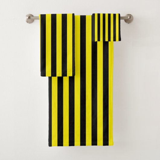 Verticale zwarte en gele strepen bad handdoek (Insitu)