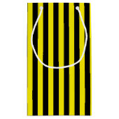 Verticale zwarte en gele strepen klein cadeauzakje (Achterkant)