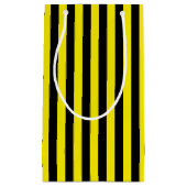 Verticale zwarte en gele strepen klein cadeauzakje (Voorkant)