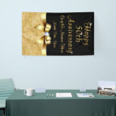 Verticale zwarte en Gold 50e Jubileum banner (Beurs)