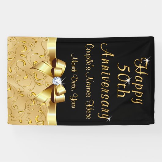 Verticale zwarte en Gold 50e Jubileum banner (Horizontaal)