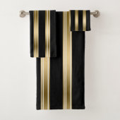 Verticale zwarte en gouden strepen witte achtergro bad handdoek (Insitu)