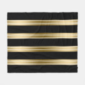 Verticale zwarte en gouden strepen witte achtergro fleece deken (Voorkant (Horizontaal))