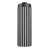 Verticale zwarte en witte strepen thermosbeker (Voorkant)