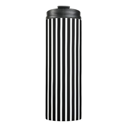 Verticale zwarte en witte strepen thermosbeker (Voorkant)