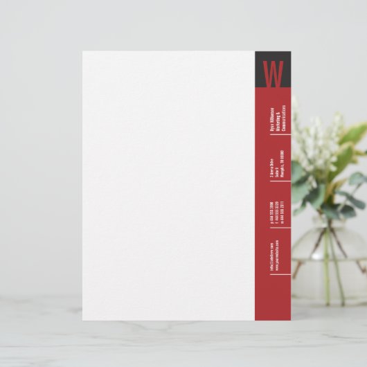 Verticaliteit Crimson Monogram Briefhoofd Ontwerp (Staand voorkant)