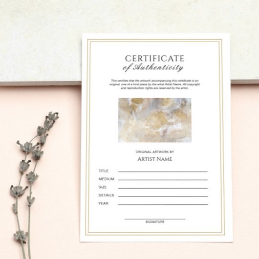 Vertikaal Certificaat van Echtheid voor Kunst Kaart