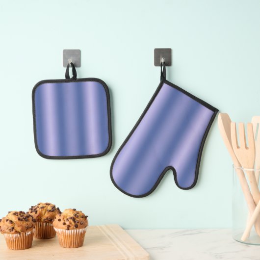 vertikale ombergradiënt met blauwe strepen ovenwant & pannenlap set (Insitu(Ophanging))