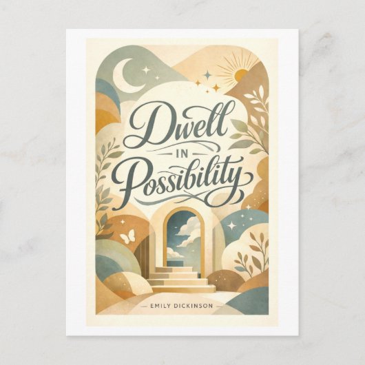 "Vertoef in Mogelijkheid" Dickinson citaat Briefkaart (Voorkant)