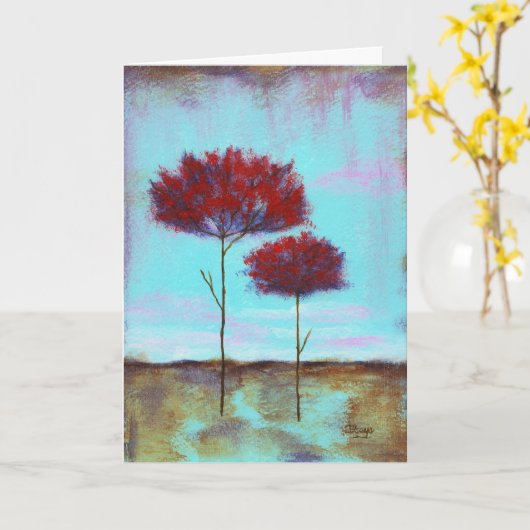 Vertogen, Abstracte kunstlandschapsrode bomen Kaart (Gele Bloem)