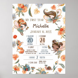 Vertogen bosrijke meisjes Birthday Milestone Poster