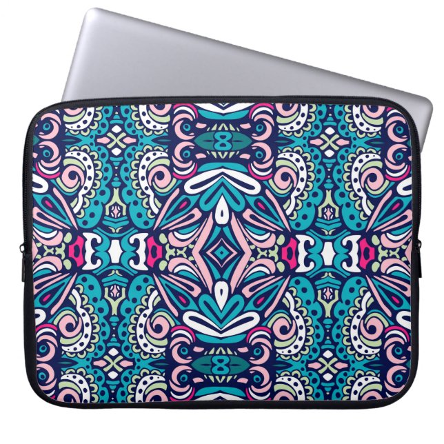Vertogen etnische patroon. Abstracte geometrische  Laptop Sleeve (Voorkant)