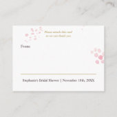 Vertoning Douche Gouden Kalligrafie Roze Bloemen Informatiekaartje (Achterkant)