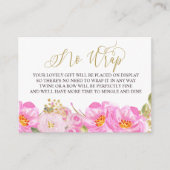 Vertoning Douche Gouden Kalligrafie Roze Bloemen Informatiekaartje (Voorkant)