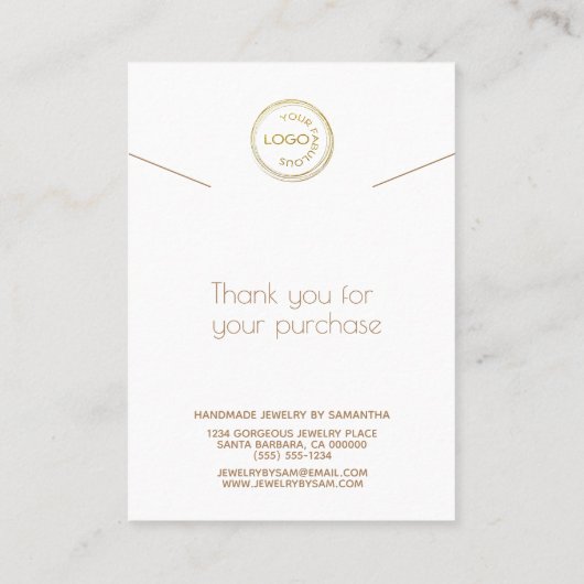 Vertoning houder ketting Voeg je Logo wit toe Visitekaartje (Achterkant)