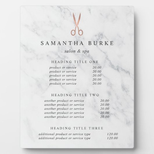 Vertoning met marmer- en Roos Gold Salon-prijzen/s Fotoplaat (Voorkant)