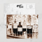 Vertoning van apothekerflessen die drugs bevatten briefkaart (Voorkant / Achterkant)