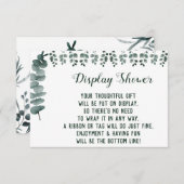 Vertoning van de Bridal Weddenschap Greenery Eucal Informatiekaartje (Voorkant / Achterkant)