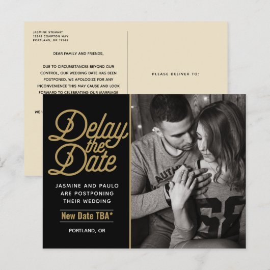 Vertraag de Datum die de Moderne Fotokaart van het Briefkaart (Voorkant / Achterkant)