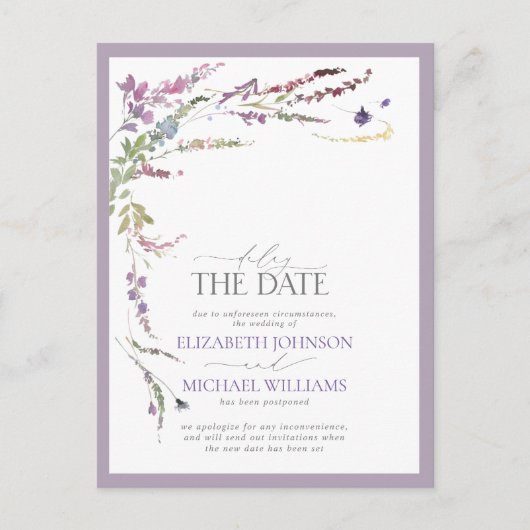 Vertraag de Datum Lila Vennootschapshuwelijk van d Aankondigingskaart (Voorkant)