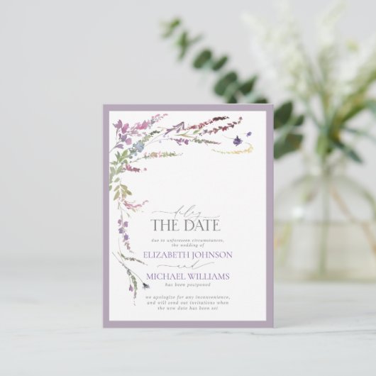 Vertraag de Datum Lila Vennootschapshuwelijk van d Aankondigingskaart (Staand voorkant)
