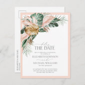 Vertraag de datum van het Tropische Boho Weddensch Aankondigingskaart (Voorkant / Achterkant)