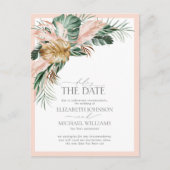 Vertraag de datum van het Tropische Boho Weddensch Aankondigingskaart (Voorkant)