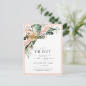 Vertraag de datum van het Tropische Boho Weddensch Aankondigingskaart (Staand voorkant)