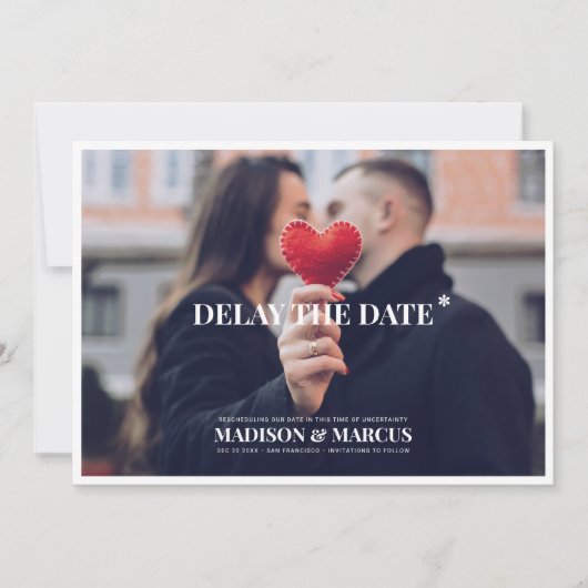 Vertraag de datum waarop de Aangepaste fotobruilof Save The Date (Voorkant)