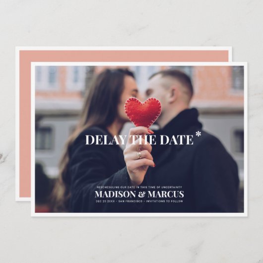 Vertraag de datum waarop de Aangepaste fotobruilof Save The Date (Voorkant / Achterkant)