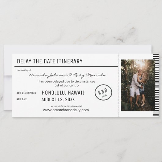 Vertraag de Datum zwarte & Witte Bestemming van de Kaart (Voorkant)