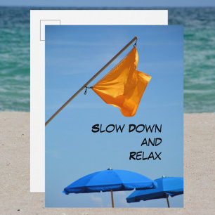 Vertraag en Ontspan Strandparasol & Vlag Briefkaart