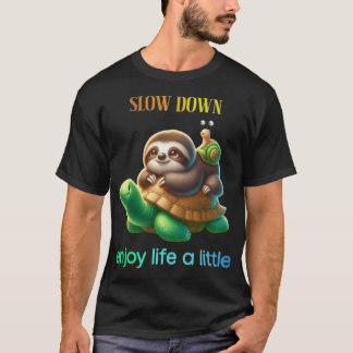 Vertraag Geniet van het Leven Schildpad Luiaard Sl T-shirt