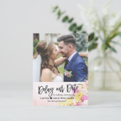 Vertraag onze Datum Uitstel van huwelijk legant Aankondigingskaart (Staand voorkant)