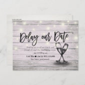 Vertraag onze Datum Uitstel van huwelijk Verschuiv Aankondigingskaart (Voorkant / Achterkant)