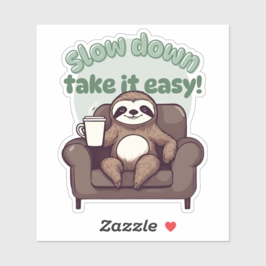 Vertraag Schattigee luiaard met koffie waterdicht Sticker (Vel)