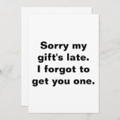 Vertraagd verjaardag verzorgd bedankkaart (Voorkant / Achterkant)