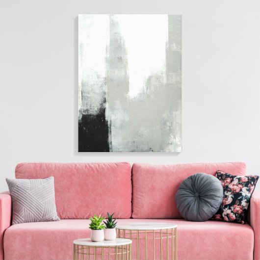 'Vertraagde' grijze Abstracte kunst Canvas Afdruk (Insitu (Woonkamer))