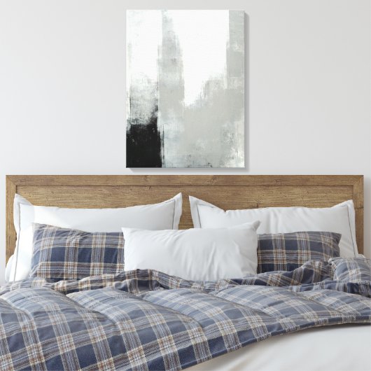 'Vertraagde' grijze Abstracte kunst Canvas Afdruk (Insitu (Slaapkamer))