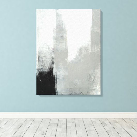 'Vertraagde' grijze Abstracte kunst Canvas Afdruk (Insitu (Houten vloer))