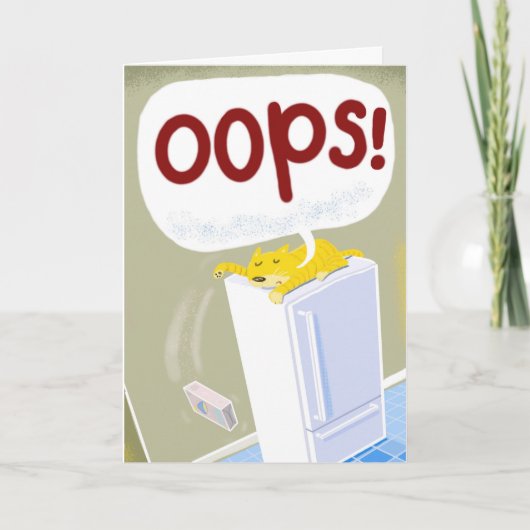 Vertraagde Kaart. Kat slaat iets om Kaart (Voorkant)