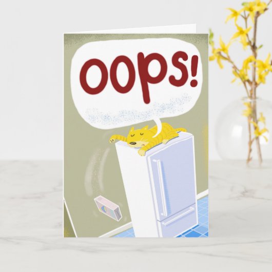 Vertraagde Kaart. Kat slaat iets om Kaart (Gele Bloem)