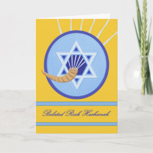 Vertraagde Rosh Hashanah, Shofar en Magen David Feestdagen Kaart