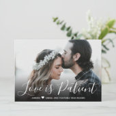 Vertraagde trouwdatumaankondiging: Liefde is Gedul Kaart (Staand voorkant)