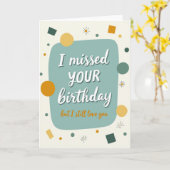 Vertraagde Verjaardags Teal Script Kaart (Gele Bloem)