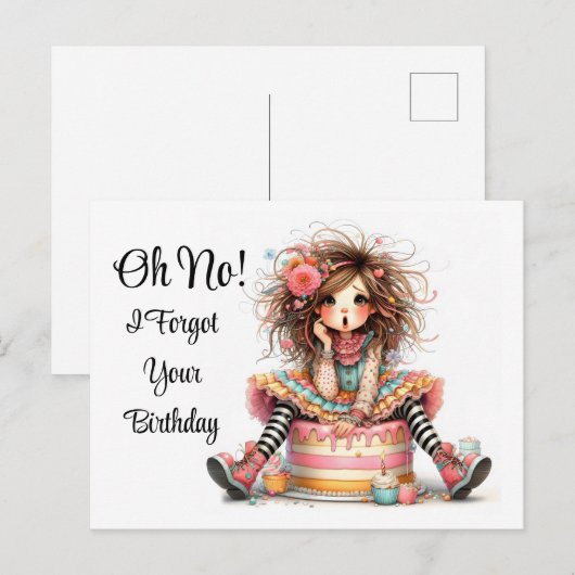 Vertraagde Verjaardagskaart Briefkaart (Voorkant / Achterkant)