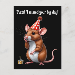 Vertraagde verjaardagswensen met een knorrige rat briefkaart