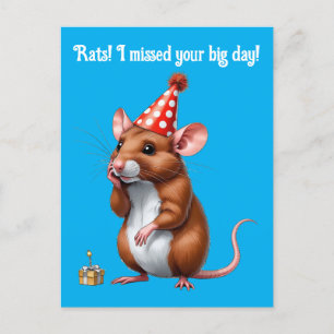 Vertraagde verjaardagswensen met een knorrige rat briefkaart