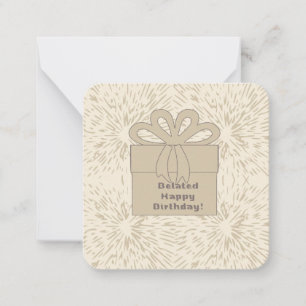 Vertraagde verjaardagswensen notitiekaartje