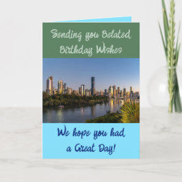 Vertraagde verjaardagswensen toevoegen foto blauw  kaart